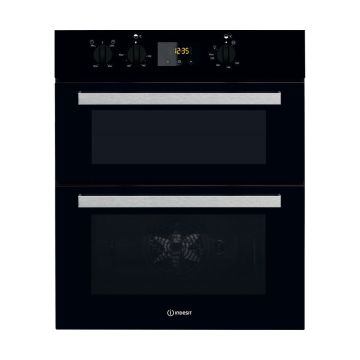 Indesit IDU6340BL Built Under Electric Double Oven with Feet - Black - A/B IDU6340BL  