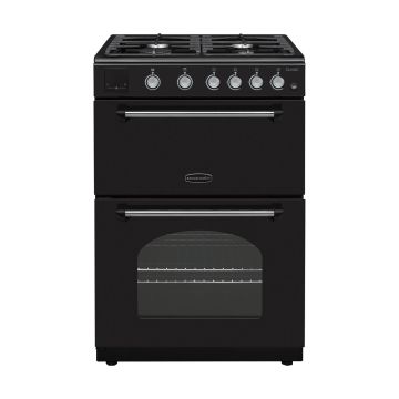 Rangemaster CLA60NGFBL/C Classic 60cm Gas Cooker with Electric Grill - Black - A CLA60NGFBL/C  