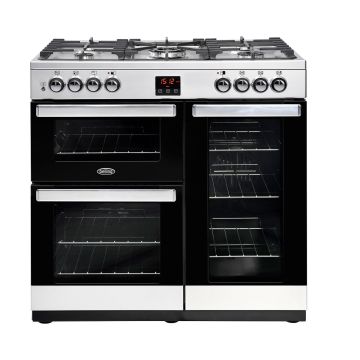 Belling Cookcentre 90DFT S 90cm Dual Fuel Range Cooker - Stainless Steel - A 444444070  