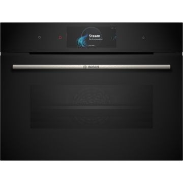 Bosch Series 8 CSG7584B1 Built In Compact Electric Single Oven with added Steam Function - Black - A+ Rated CSG7584B1  