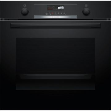 Bosch HRG579BB6B Built In Pyrolytic Electric Single Oven with added Steam Function - Black - A HRG579BB6B  