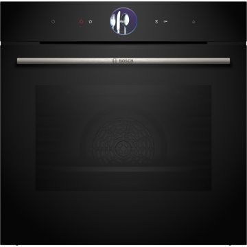 Bosch Series 8 HSG7364B1B Built In Electric Single Oven with added Steam Function - Black - A+ Rated HSG7364B1B  