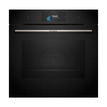 Bosch Series 8 HSG7584B1 Built In Electric Single Oven with added Steam Function - Black - A+ Rated HSG7584B1  