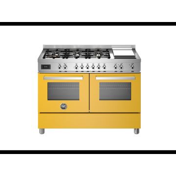 Bertazzoni PRO126G2EGIT Professional 120cm Range Cooker Twin Oven Dual Fuel - Gloss Yellow - A/A PRO126G2EGIT  