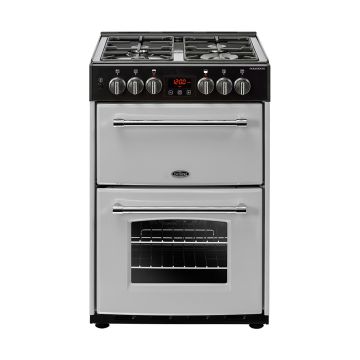 Belling 444410790 Farmhouse 60DF Silver Dual Fuel Cooker with Double Oven -  A/A Rated 444410790  