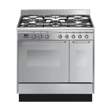Smeg CC92MX9 90cm Stainless Steel Double Cavity Dual Fuel Cooker - Stainless Steel - A CC92MX9  