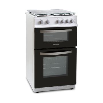 Montpellier MTG50LW Twin Cavity Gas Cooker - White - A+ MTG50LW  