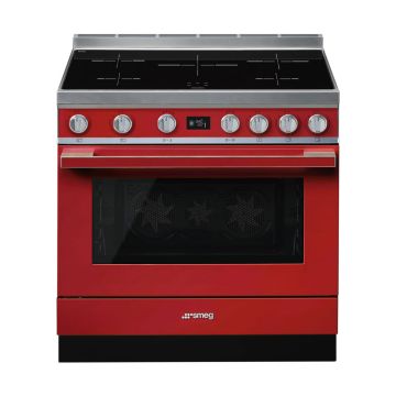Smeg Portofino CPF9iPR 90cm Electric Range Cooker with Induction Hob - Red - A+ CPF9IPR  