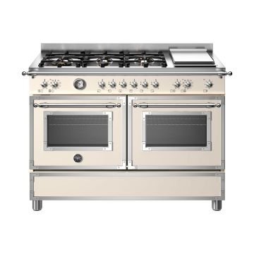 Bertazzoni HER126G2EAVT Heritage 120cm Range Cooker Twin Oven with Griddle Dual Fuel - Ivory - A/A HER126G2EAVT  