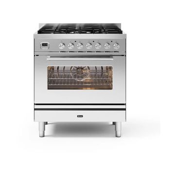 ILVE P08CWE3/SS Roma 80cm Dual Fuel Range Cooker - Stainless Steel P08CWE3/SS  