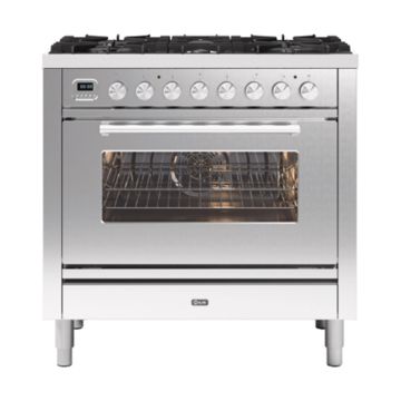 ILVE P096WE3/SS Roma 90cm Single Oven Dual Fuel Range Cooker - Stainless Steel - A+ P096WE3/SS  