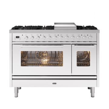 ILVE P12FWE3/SS Roma 120cm Double Oven Dual Fuel Range Cooker - Stainless Steel - A+ P12FWE3/SS  