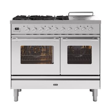 ILVE PD10SWE3/SS Roma 100cm Coup De Feu Dual Fuel Range Cooker - Stainless Steel - A+ PD10SWE3/SS  