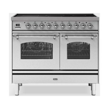 ILVE PDI10NE3/SSC Milano 100cm Electric Range Cooker with Induction Hob - Stainless Steel with Chrome Trim PDI10NE3/SSC  