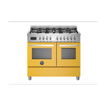 Bertazzoni PRO106L2EGIT Professional 100cm Range Cooker Twin Oven Dual Fuel - Gloss Yellow - A/A PRO106L2EGIT  