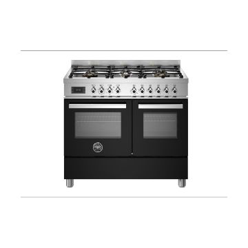 Bertazzoni PRO106L2ENET Professional 100cm Range Cooker Twin Oven Dual Fuel - Gloss Black - A/A PRO106L2ENET  