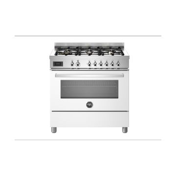 Bertazzoni PRO96L1EBIT Professional 90cm Range Cooker Single Oven Dual Fuel - Gloss White - A PRO96L1EBIT  