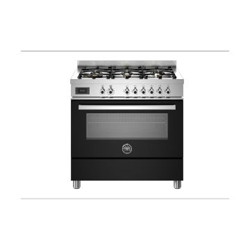 Bertazzoni PRO96L1ENET Professional 90cm Range Cooker Single Oven Dual Fuel - Gloss Black - A PRO96L1ENET  