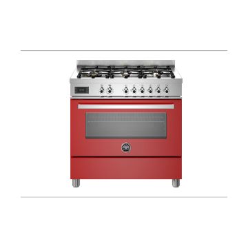 Bertazzoni PRO96L1EROT Professional 90cm Range Cooker Single Oven Dual Fuel - Gloss Red - A PRO96L1EROT  
