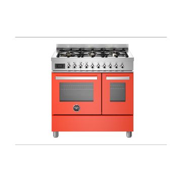 Bertazzoni PRO96L2EART Professional 90cm Range Cooker Twin Oven Dual Fuel - Gloss Orange - A/A+ PRO96L2EART  