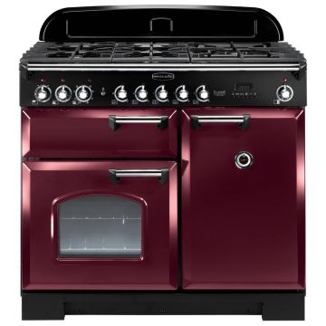 Rangemaster Classic Deluxe CDL100DFFCY/C 100cm Dual Fuel Range Cooker -  Cranberry/Chrome - A CDL100DFFCY/C  