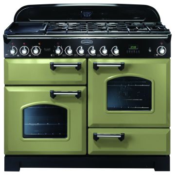 Rangemaster Classic Deluxe CDL110DFFOG/C 110cm Dual Fuel Range Cooker -  Olive Green/Chrome - A CDL110DFFOG/C  