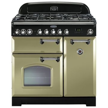 Rangemaster Classic Deluxe CDL90DFFOG/C 90cm Dual Fuel Range Cooker -  Olive Green/Chrome - A CDL90DFFOG/C  