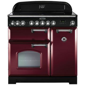 Rangemaster Classic Deluxe CDL90EICY/B 90cm Electric Range Cooker -  Cranberry/Brass - A CDL90EICY/B  