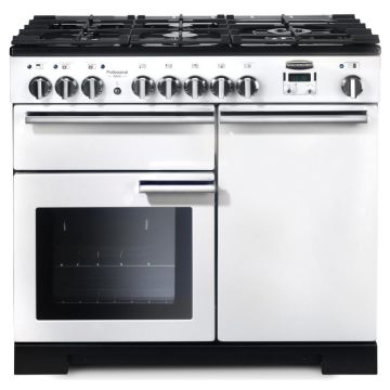 Rangemaster Professional Deluxe PDL100DFFWH/C 100cm Dual Fuel Range Cooker -  White/Chrome - A PDL100DFFWH/C  