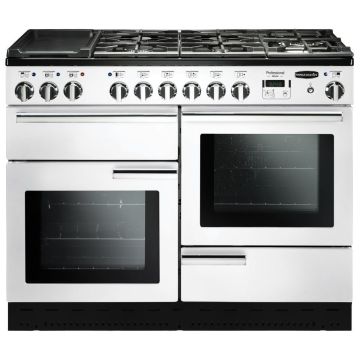 Rangemaster Professional Deluxe PDL110DFFWH/C 110cm Dual Fuel Range Cooker -  White/Chrome - A PDL110DFFWH/C  