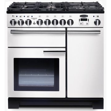 Rangemaster Professional Deluxe PDL90DFFWH/C 90cm Dual Fuel Range Cooker -  White/Chrome - A PDL90DFFWH/C  