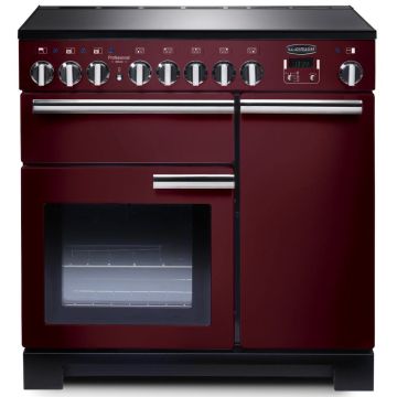 Rangemaster Professional Deluxe PDL90EICY/C 90cm Electric Range Cooker -  Cranberry/Chrome - A PDL90EICY/C  