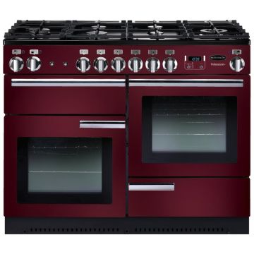 Rangemaster Professional + PROP110NGFCY/C 110cm Gas Range Cooker -  Cranberry/Chrome - A PROP110NGFCY/C  