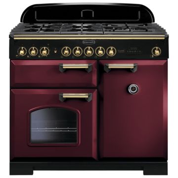 Rangemaster Classic Deluxe CDL100DFFCY/B 100cm Dual Fuel Range Cooker -  Cranberry/Brass - A CDL100DFFCY/B  