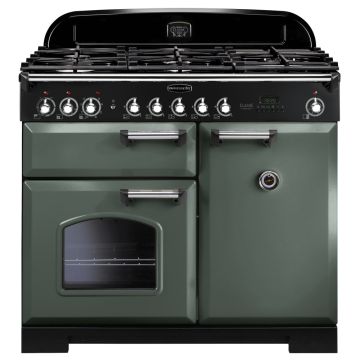 Rangemaster Classic Deluxe CDL100DFFMG/C 100cm Dual Fuel Range Cooker -  Mineral Green/Chrome - A CDL100DFFMG/C  