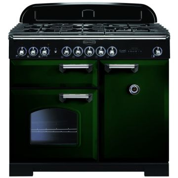 Rangemaster Classic Deluxe CDL100DFFRG/C 100cm Dual Fuel Range Cooker -  Racing Green/Chrome - A CDL100DFFRG/C  