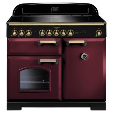 Rangemaster Classic Deluxe CDL100EICY/B 100cm Electric Range Cooker -  Cranberry/Brass - A CDL100EICY/B  