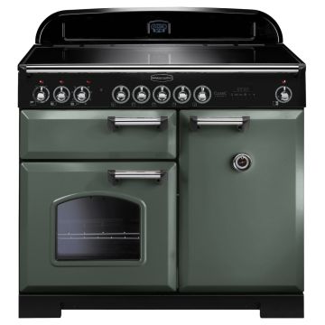 Rangemaster Classic Deluxe CDL100EIMG/C 100cm Electric Range Cooker -  Mineral Green/Chrome - A CDL100EIMG/C  