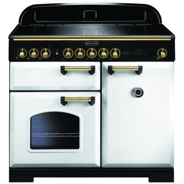 Rangemaster Classic Deluxe CDL100EIWH/B 100cm Electric Range Cooker -  White/Brass - A CDL100EIWH/B  