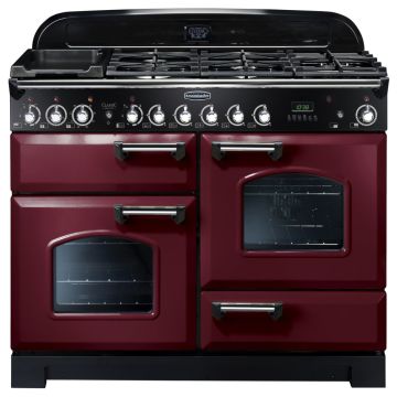 Rangemaster Classic Deluxe CDL110DFFCY/C 110cm Dual Fuel Range Cooker -  Cranberry/Chrome - A CDL110DFFCY/C  