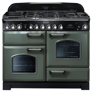Rangemaster Classic Deluxe CDL110DFFMG/C 110cm Dual Fuel Range Cooker -  Mineral Green/Chrome - A CDL110DFFMG/C  