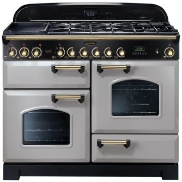 Rangemaster Classic Deluxe CDL110DFFRP/B 110cm Dual Fuel Range Cooker -  Royal Pearl/Brass - A CDL110DFFRP/B  