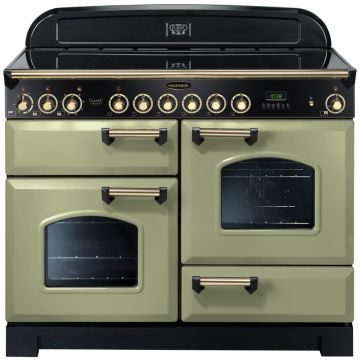 Rangemaster Classic Deluxe CDL110ECOG/B 110cm Electric Range Cooker -  Olive Green/Brass - A CDL110ECOG/B  