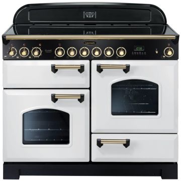 Rangemaster Classic Deluxe CDL110ECWH/B 110cm Electric Range Cooker -  White/Brass - A CDL110ECWH/B  