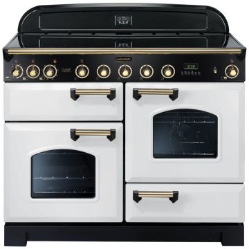 Rangemaster Classic Deluxe CDL110EIWH/B 110cm Electric Range Cooker -  White/Brass - A CDL110EIWH/B  