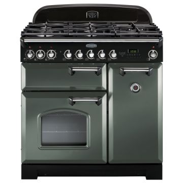 Rangemaster Classic Deluxe CDL90DFFMG/C 90cm Dual Fuel Range Cooker -  Mineral Green/Chrome - A CDL90DFFMG/C  