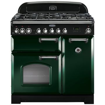 Rangemaster Classic Deluxe CDL90DFFRG/C 90cm Dual Fuel Range Cooker -  Racing Green/Chrome - A CDL90DFFRG/C  
