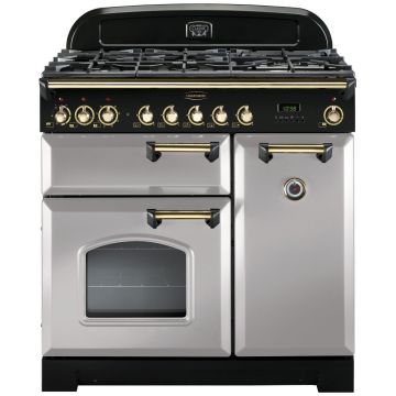 Rangemaster Classic Deluxe CDL90DFFRP/B 90cm Dual Fuel Range Cooker -  Royal Pearl/Brass - A CDL90DFFRP/B  