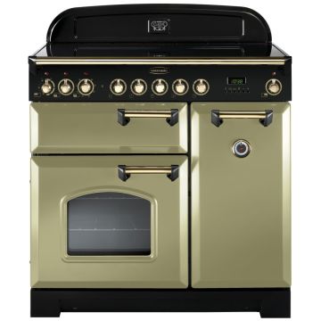 Rangemaster Classic Deluxe CDL90ECOG/B 90cm Electric Range Cooker -  Olive Green/Brass - A CDL90ECOG/B  