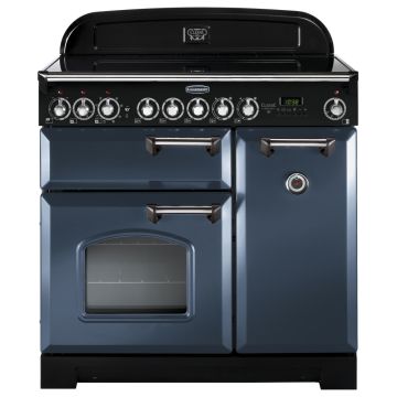 Rangemaster Classic Deluxe CDL90ECSB/C 90cm Electric Range Cooker -  Stone Blue/Chrome - A CDL90ECSB/C  